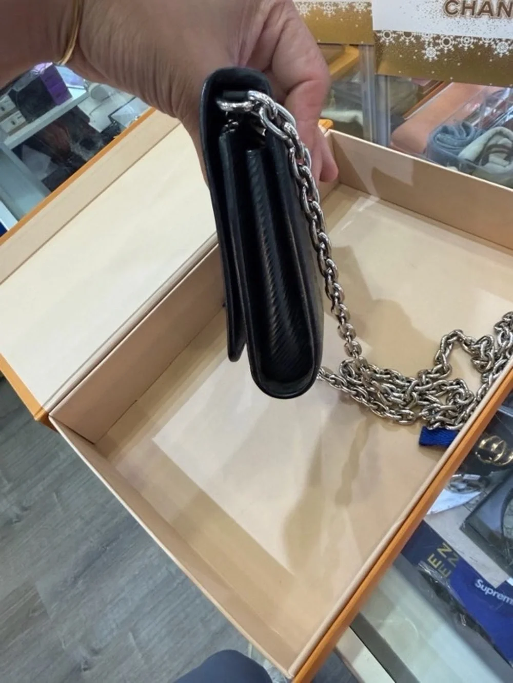 Louis Vuitton Black V-Accent Chain Crossbody Bag